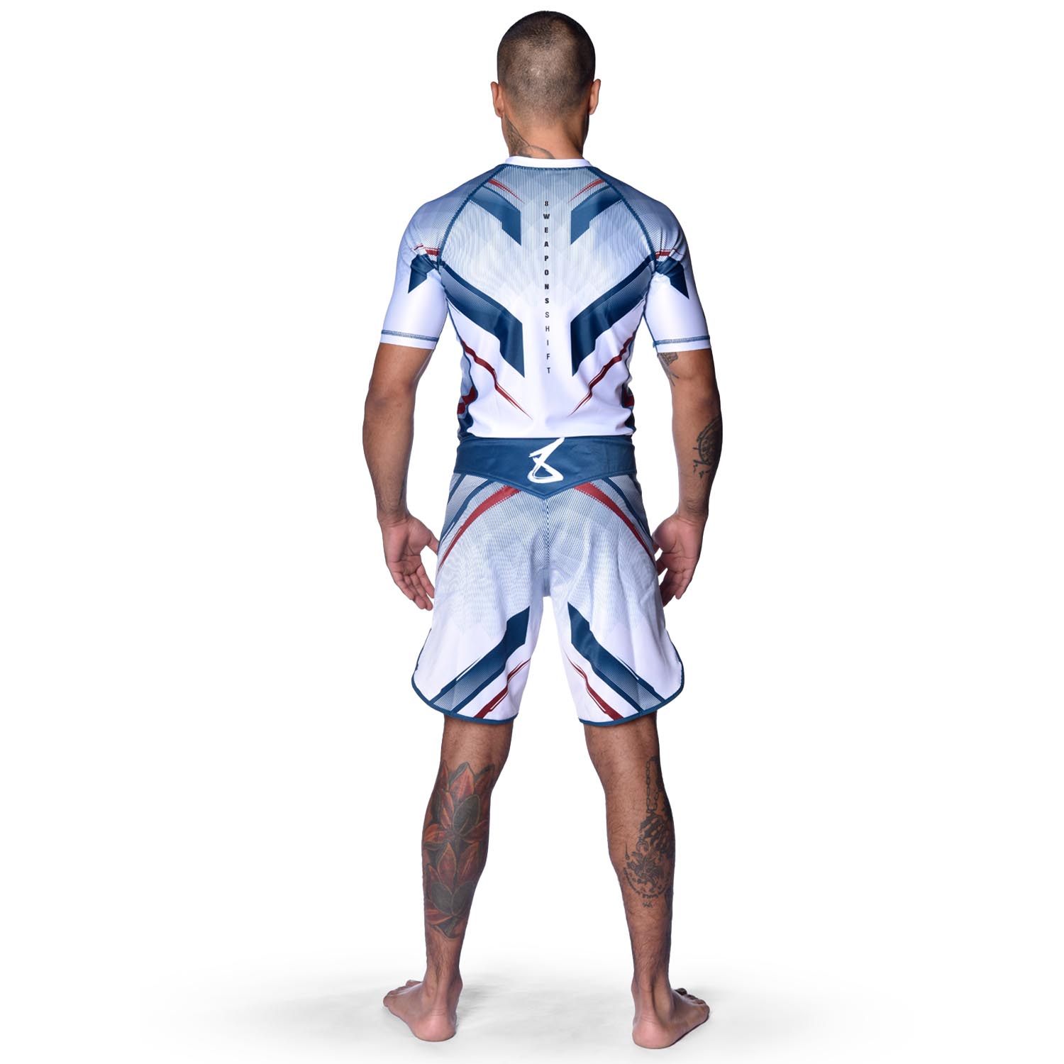 8 WEAPONS Rashguard, S/S, Shift, white-navy-red, XXL