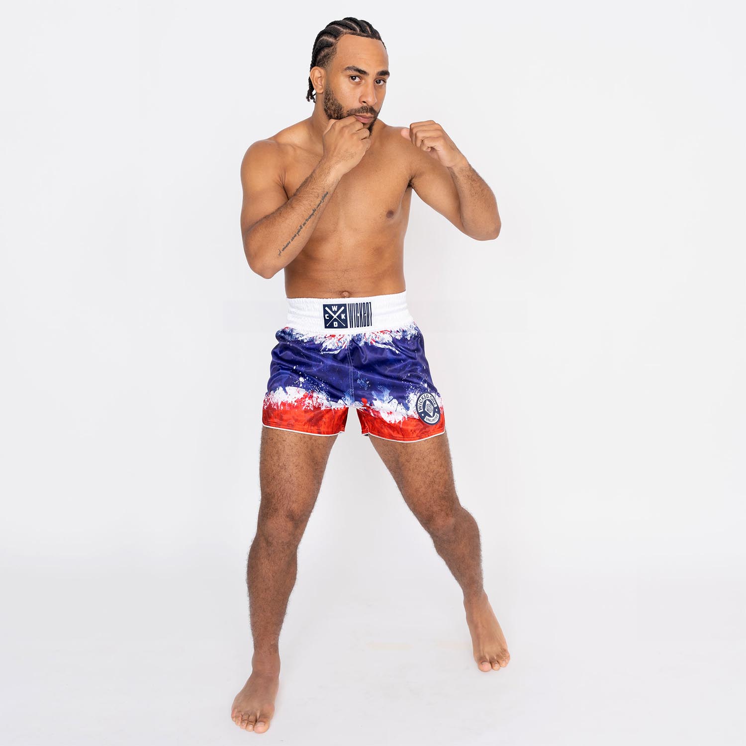 Wicked One Muay Thai Shorts, Thai Flag, weiß, S