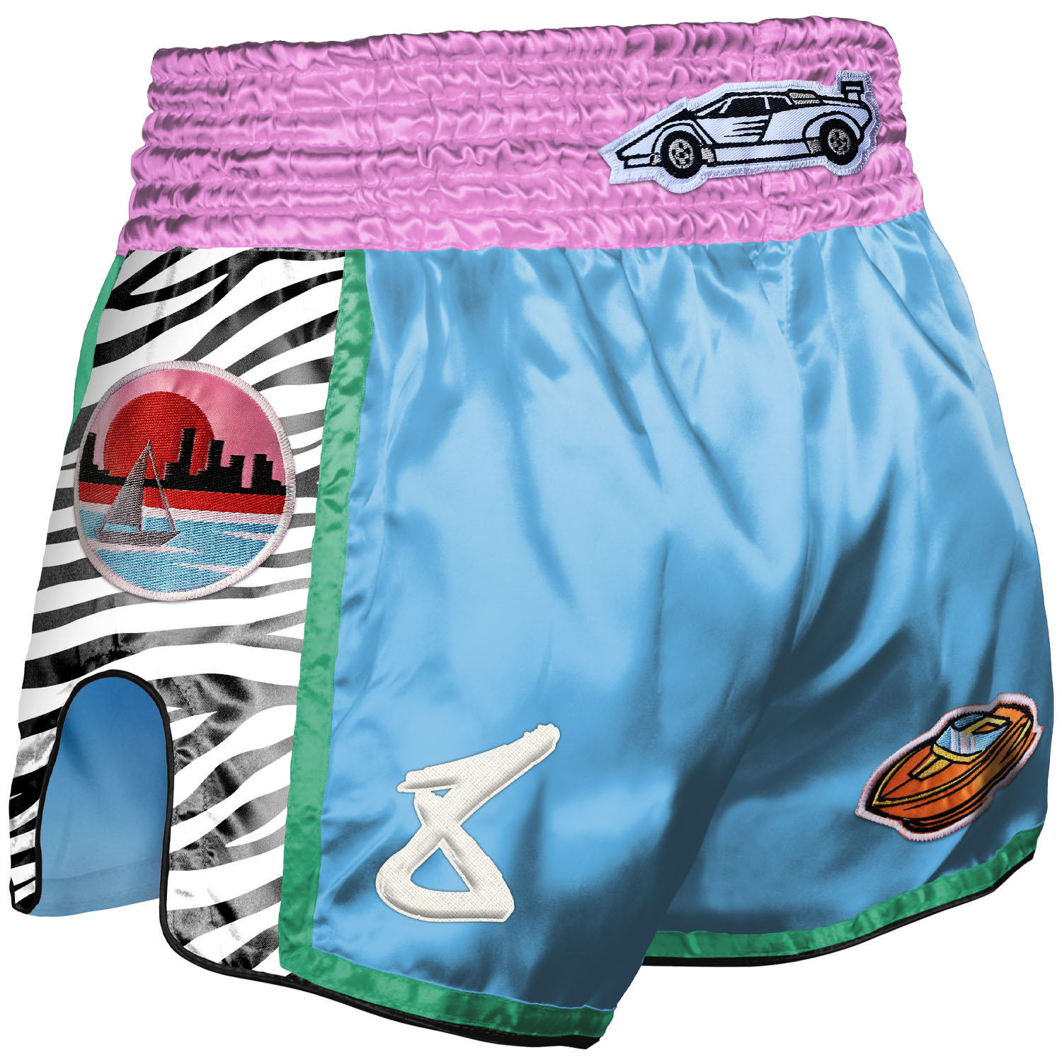 8 WEAPONS Muay Thai Shorts, Miami Thai, blau, L