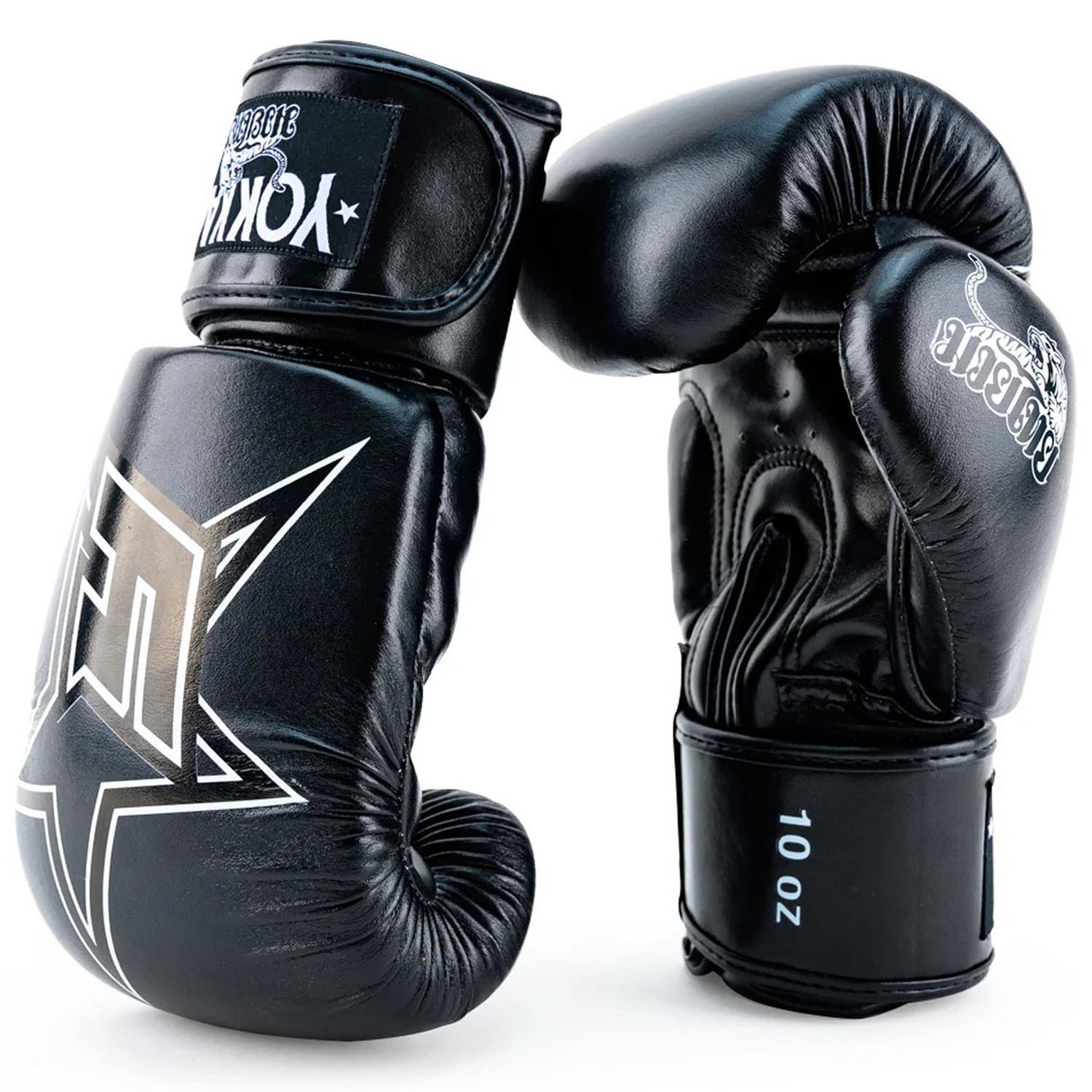 YOKKAO Boxing Gloves, Institution, black-white, 16 Oz