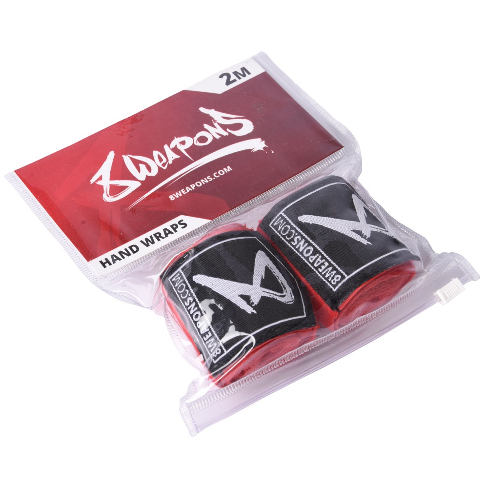 8 WEAPONS Hand Wraps, semi-elastic, 2 m, red