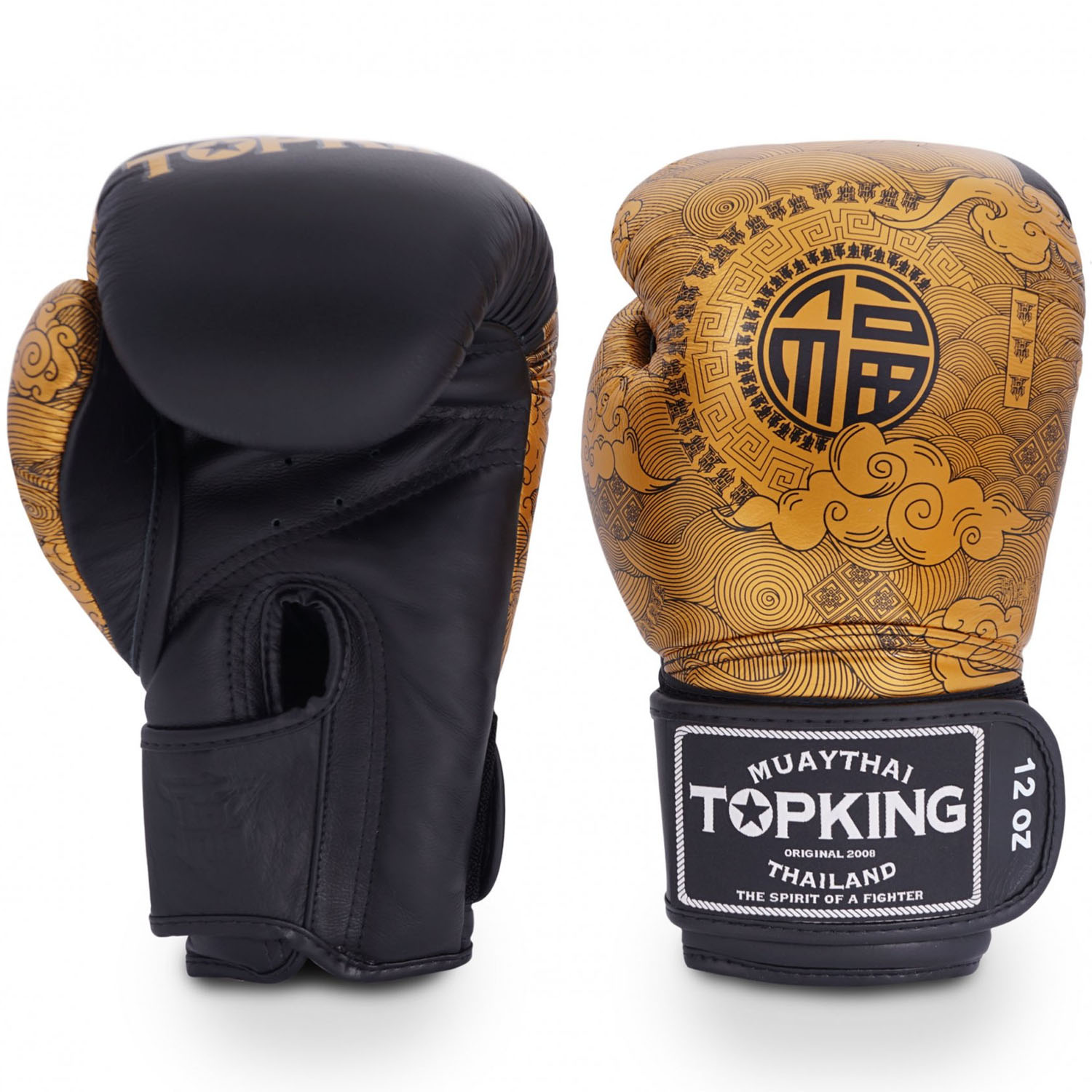 TOP KING BOXING Boxhandschuhe, Happiness Chinese, gold-schwarz, 12 Oz