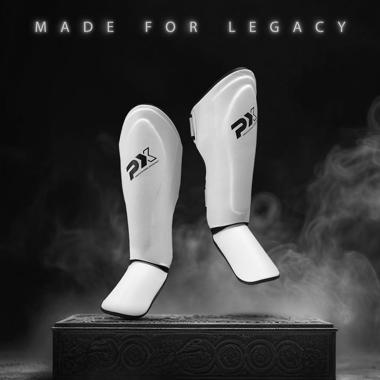 PX Shin Guard, Fight Pro, white-black, L