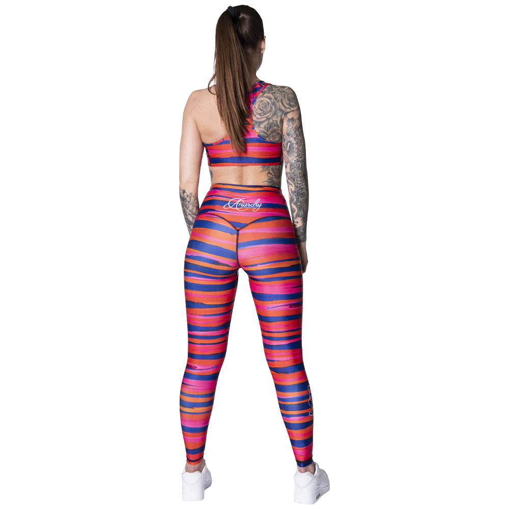 Anarchy Apparel Leggings, Brushed, orange-blue, XS