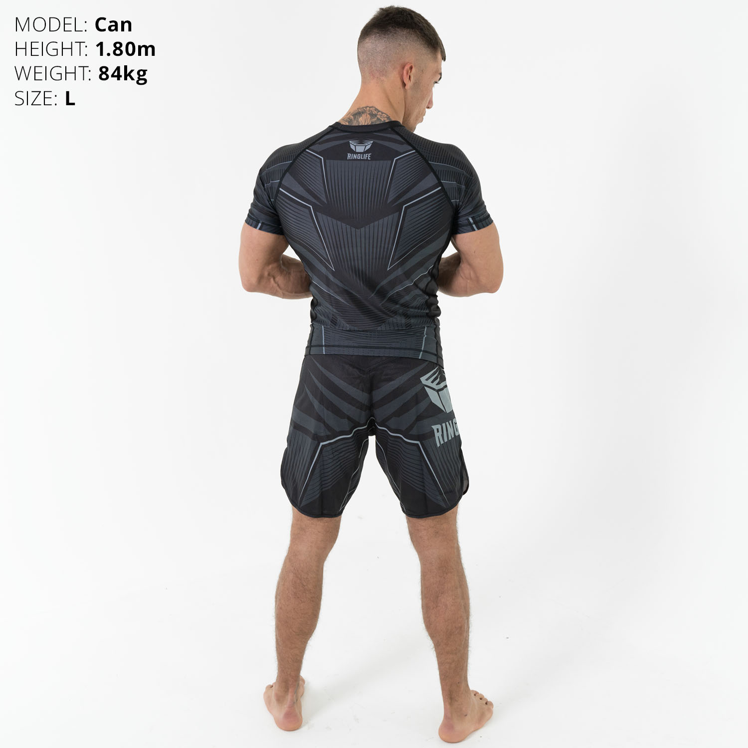 RINGLIFE Rashguard, S/S - Octaring schwarz-grau XXL