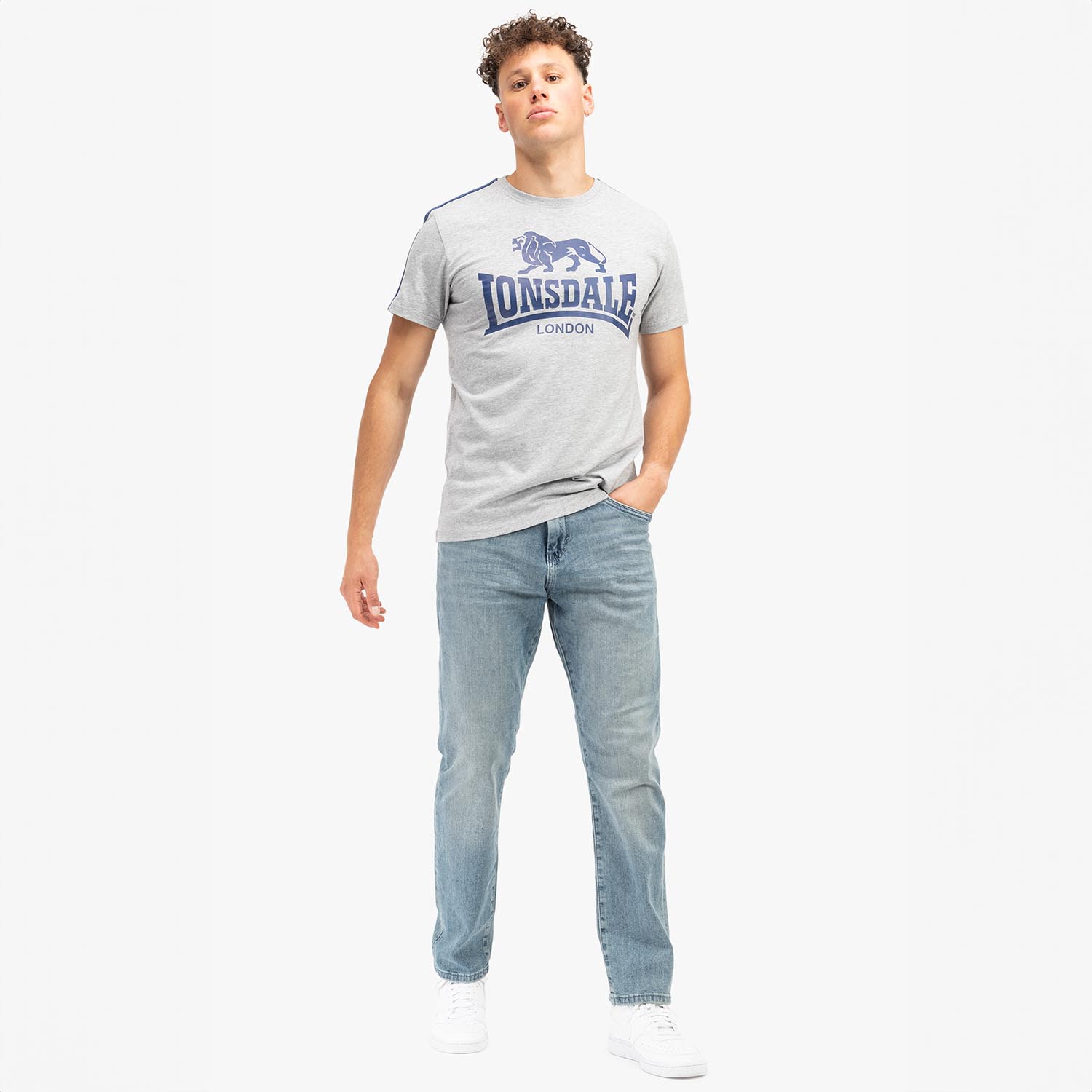 Lonsdale T-Shirt, Henconner, grey-navy, XXL
