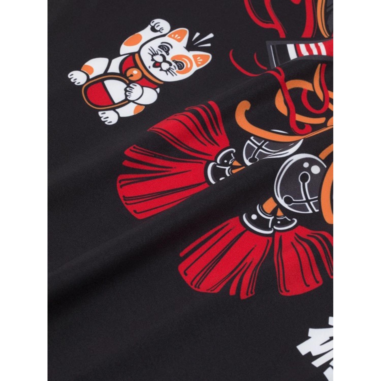 MANTO Rashguard, S/S, Lucky Cat, black-red, XXL