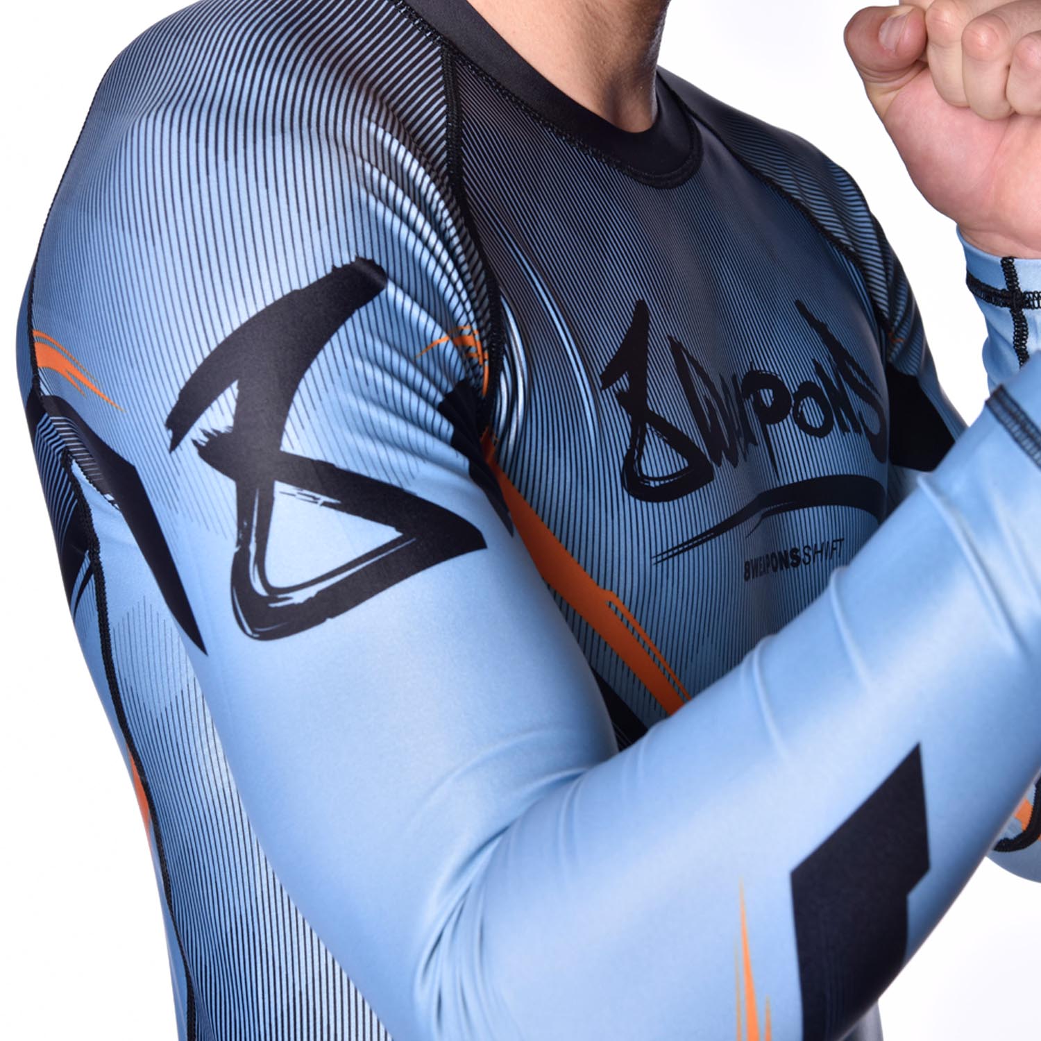 8 WEAPONS Rashguard, L/S, Shift, ice-grey-orange, XXL