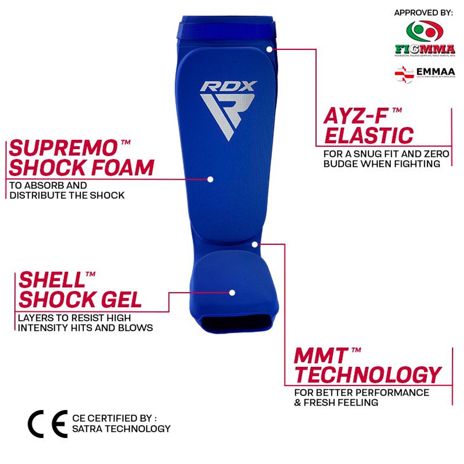 RDX Shinguards, blue-white, L