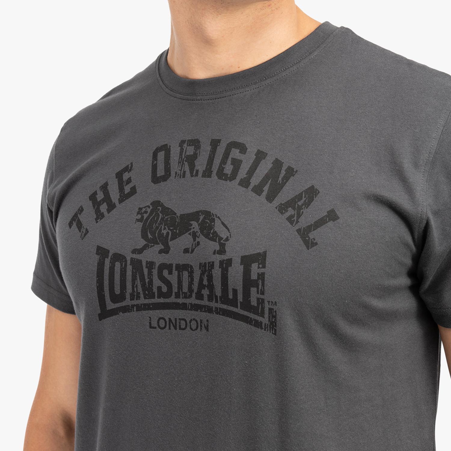 Lonsdale T-Shirt, Original, grau-schwarz, S