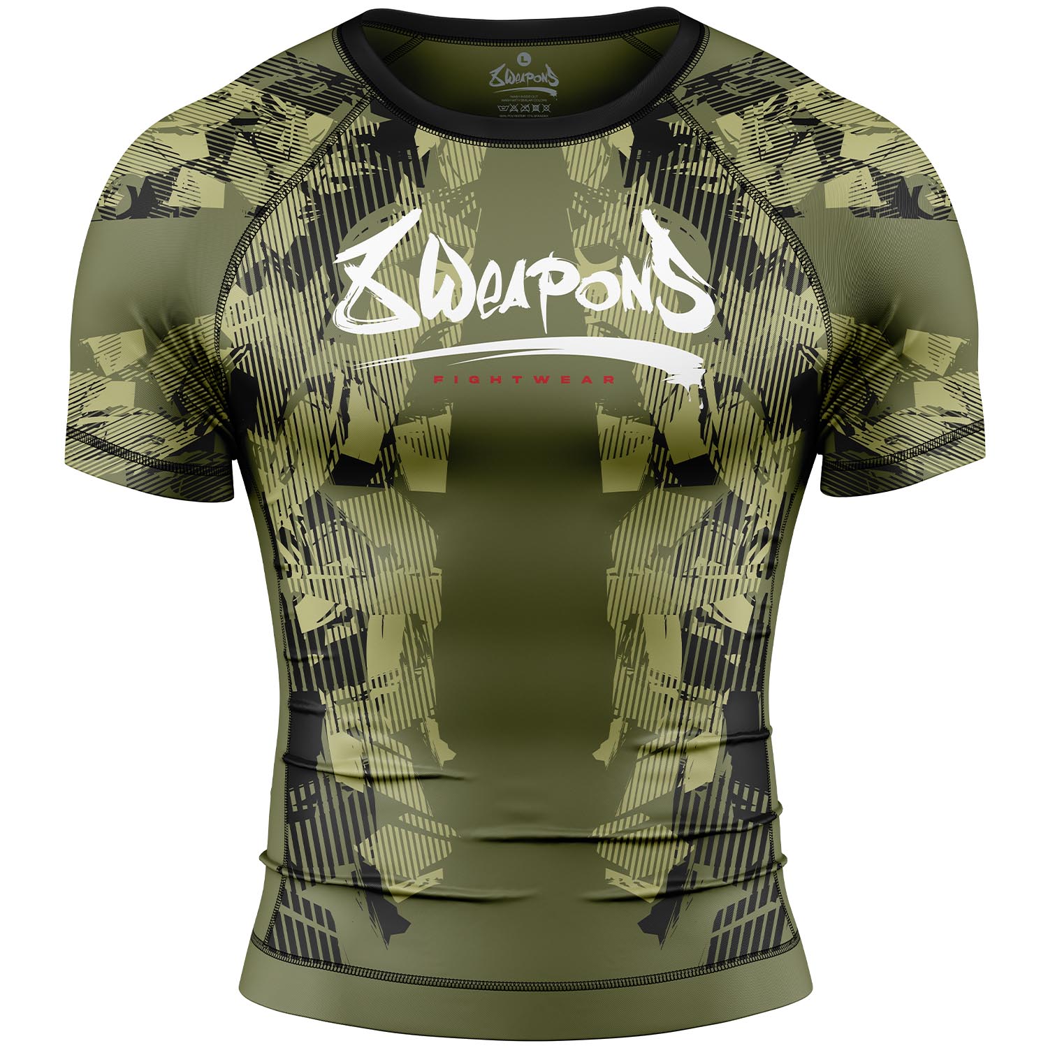 8 WEAPONS Rashguard, S/S, Hit 2.0, olive-black, M