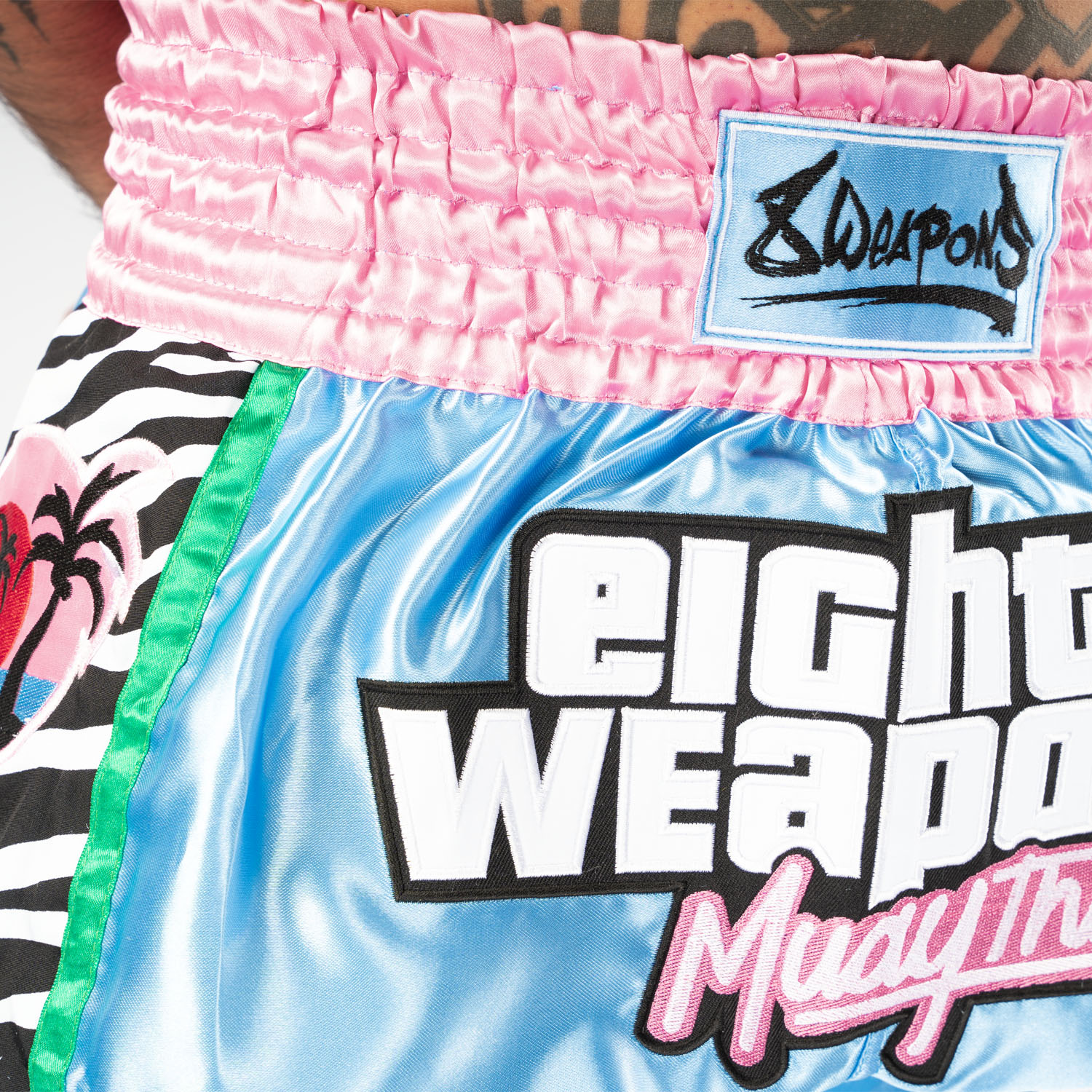 8 WEAPONS Muay Thai Shorts, Miami Thai, blau, L
