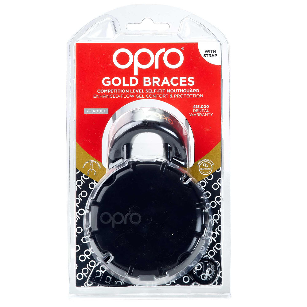 OPRO Mouth Guard, Gold, Braces, black