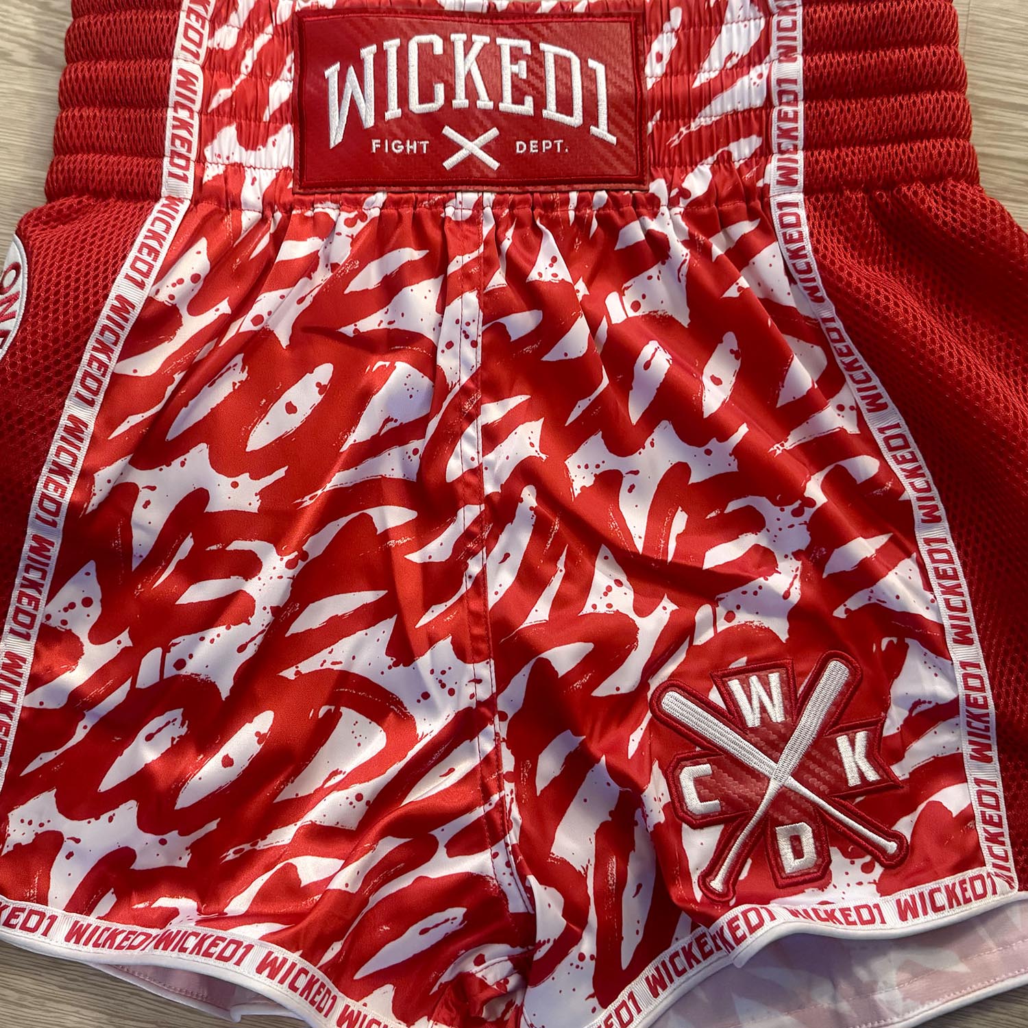Wicked One Muay Thai Shorts, One Blood, red-white, XXL