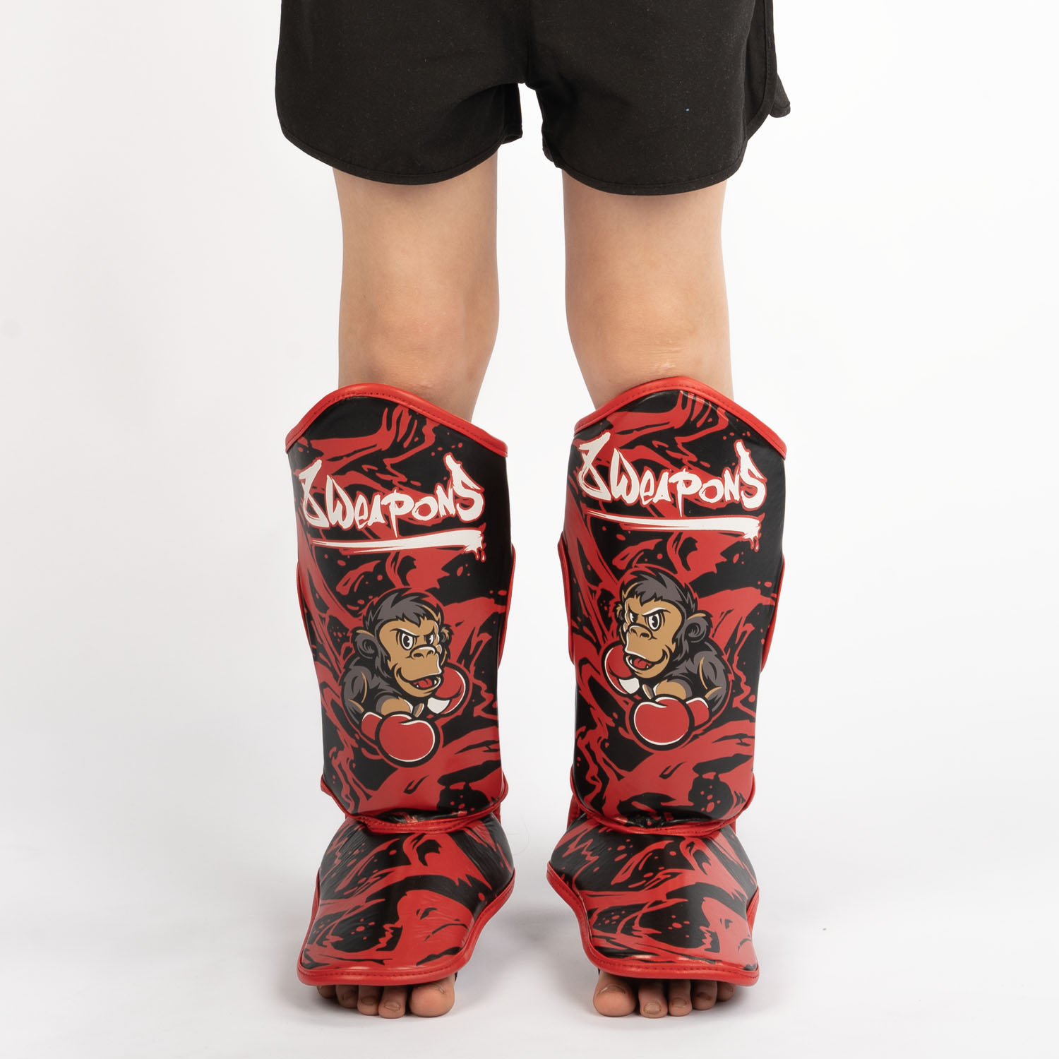 8 WEAPONS Schienbeinschoner, Kinder, Joe, schwarz-rot, L/XL