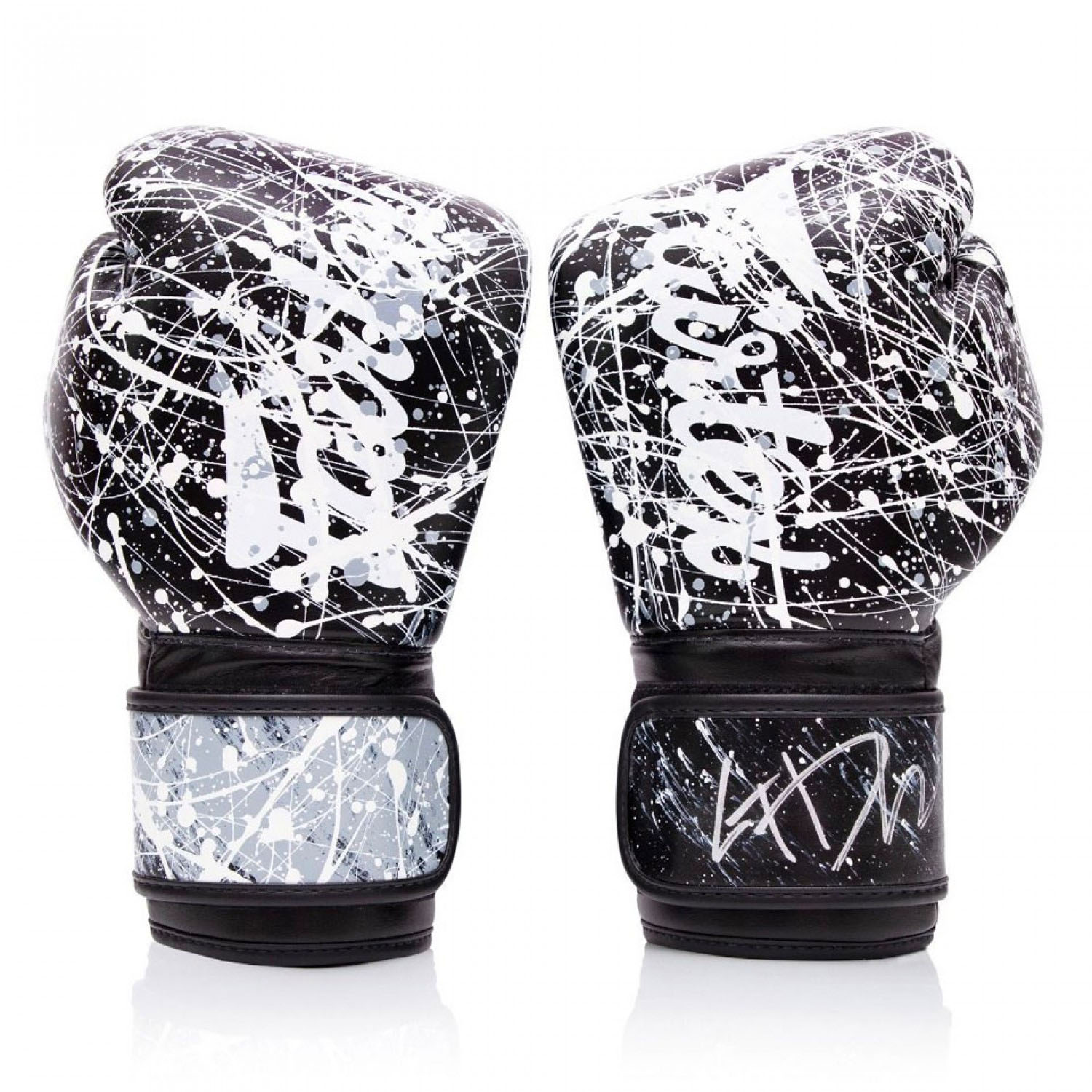 Fairtex Boxing Gloves, BGV14PT, The Painter, black-white, 16 Oz