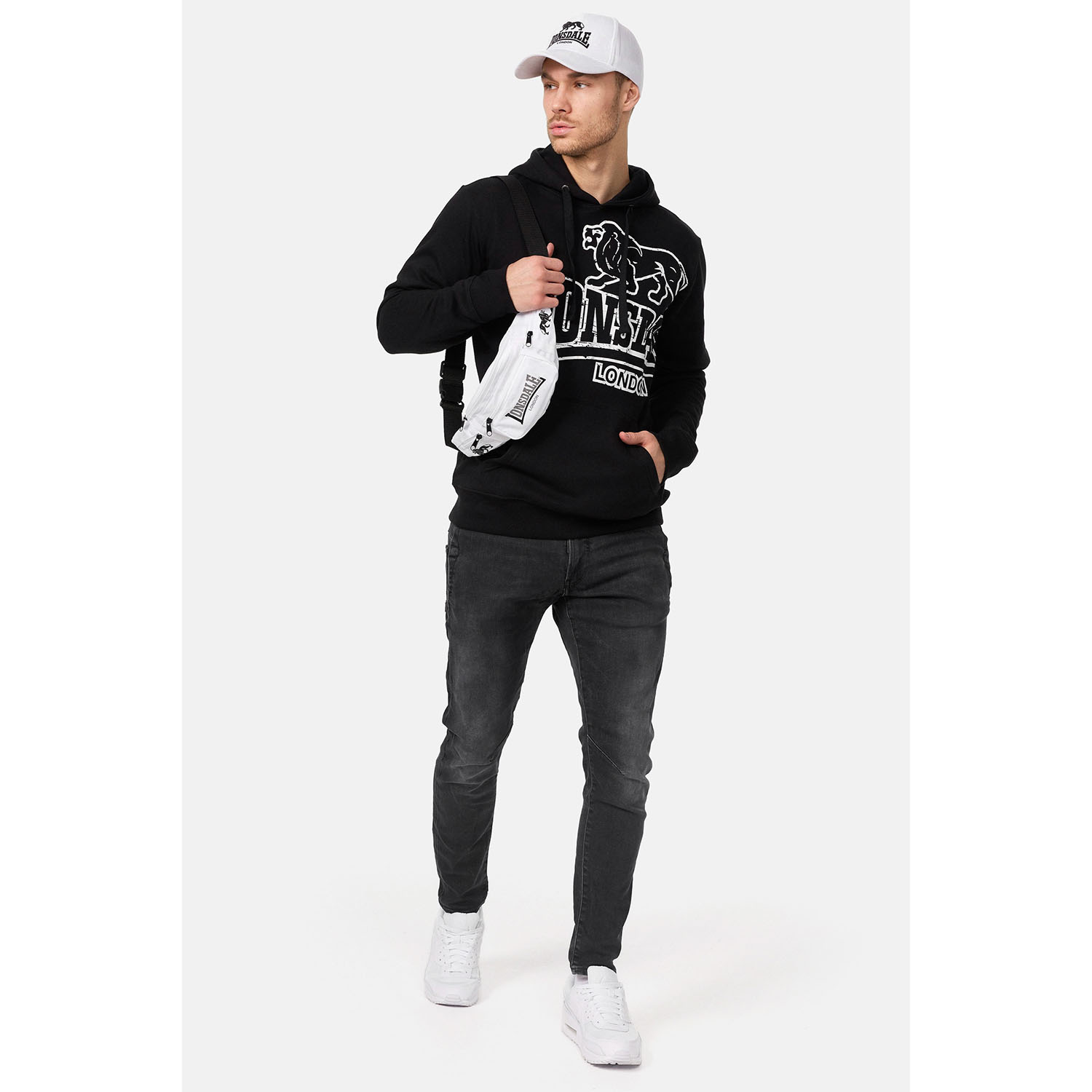 Lonsdale Hoody, Tadley, schwarz-weiß, XL