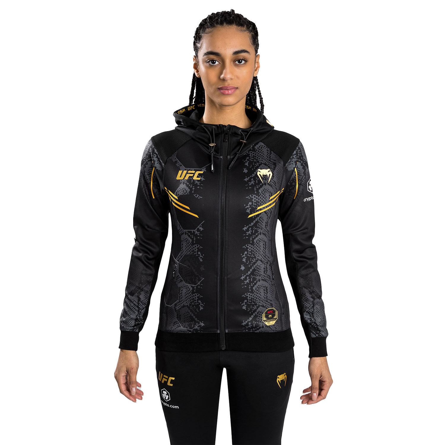 VENUM Zip Hoody, Damen, UFC Fight Night, Adrenaline, schwarz-gold, XS